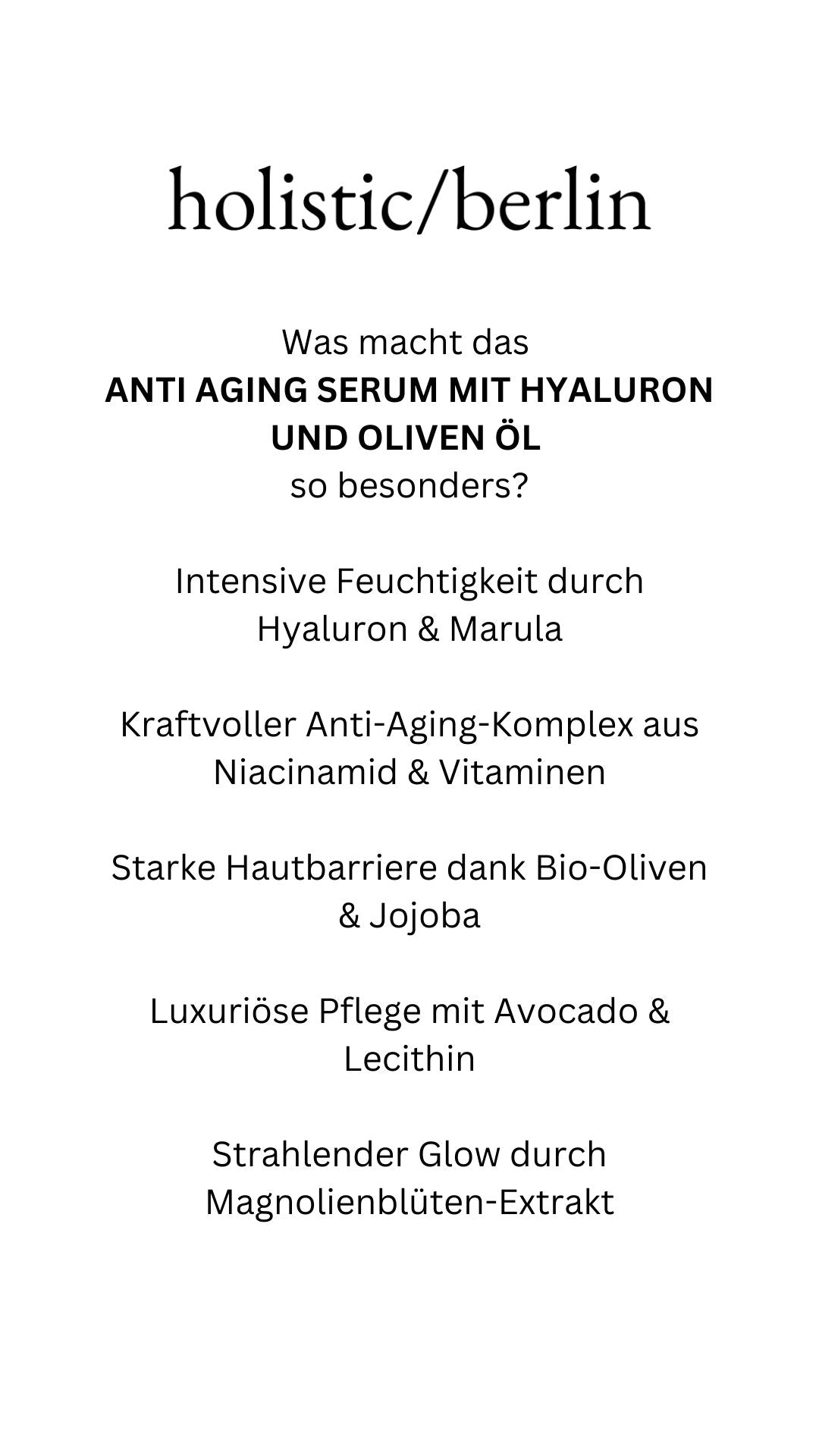 Anti Aging Serum mit Hyaluron und Oliven Öl