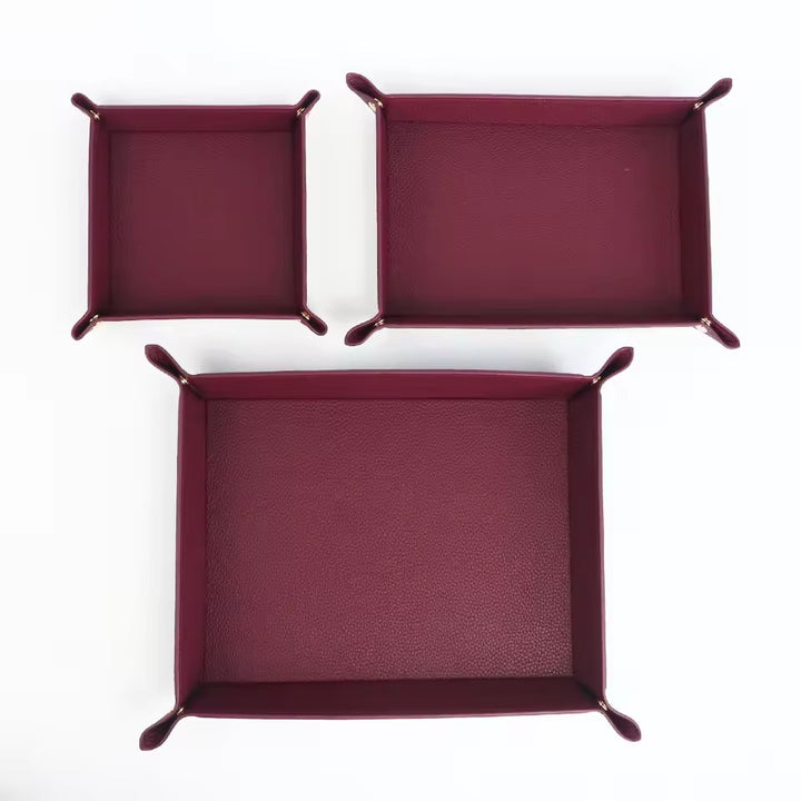 3er Set Beauty und Accessoires Trays - Farbe Burgundy